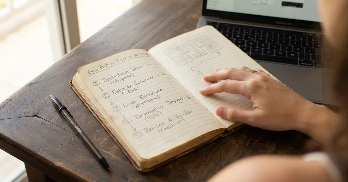 Caderno com um esboço passo a passo ao lado de um teclado — como jogar em casino pt