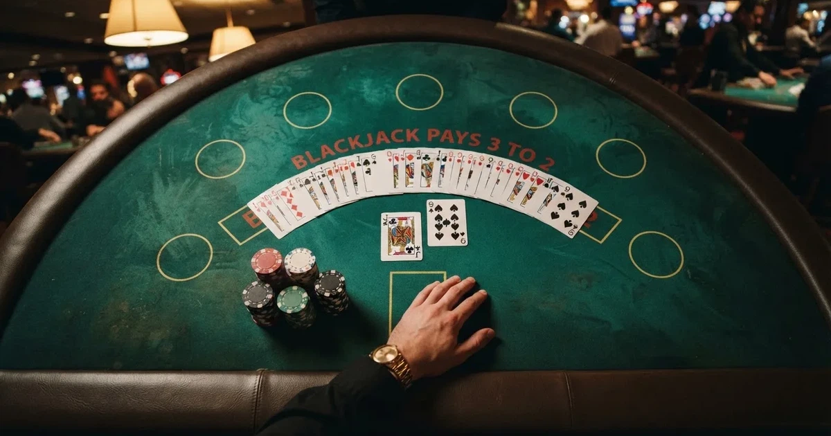 Mesa de jogo iluminada com cartas, vista de cima — live casinos em portugal